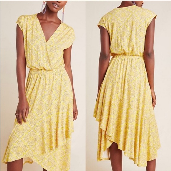 ANTHROPOLOGIE Maeve Fete Floral Asymmetric Midi Dress SIZE M - Picture 15 of 16